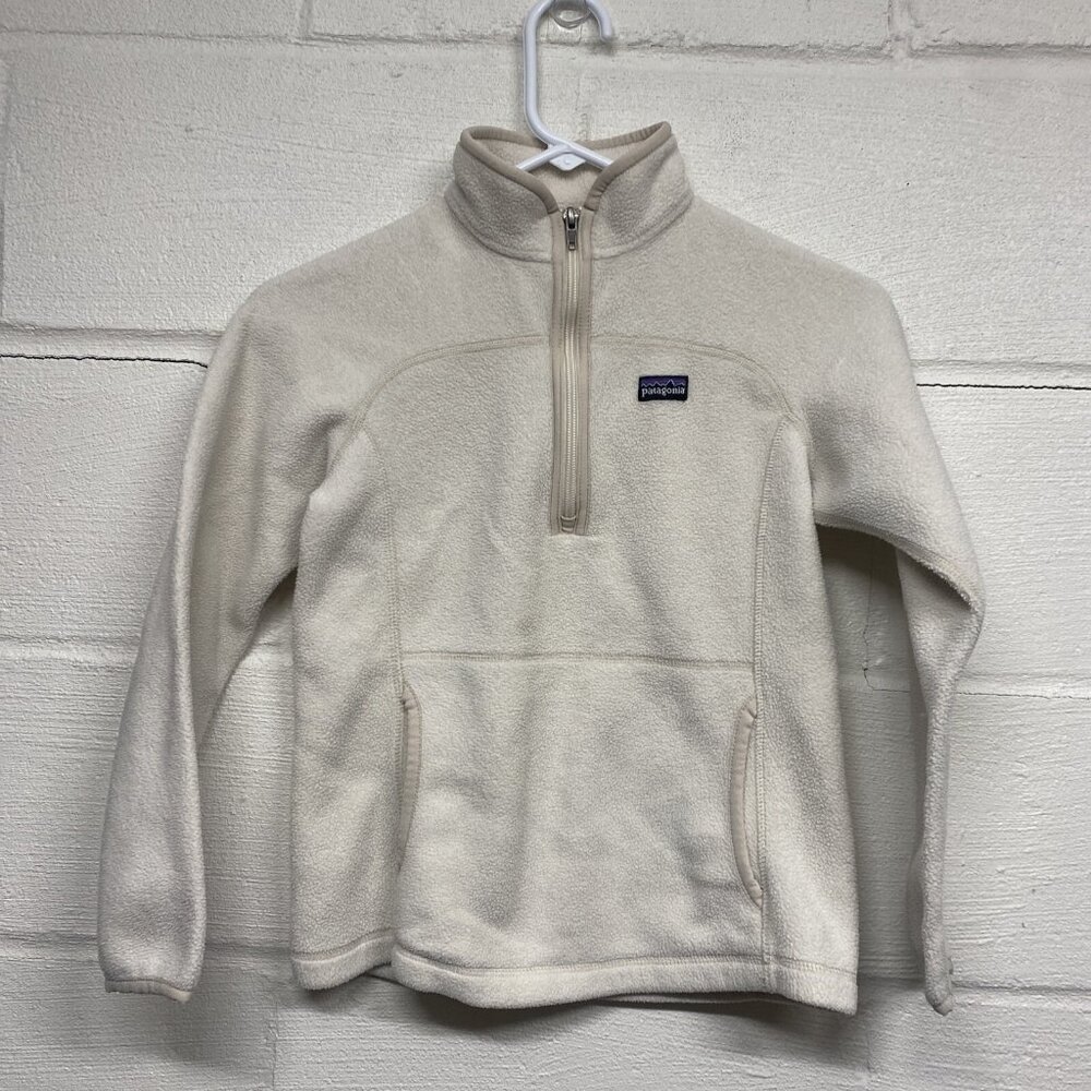 patagonia synchilla girls cream pullover sweater size medium (10) youth kids